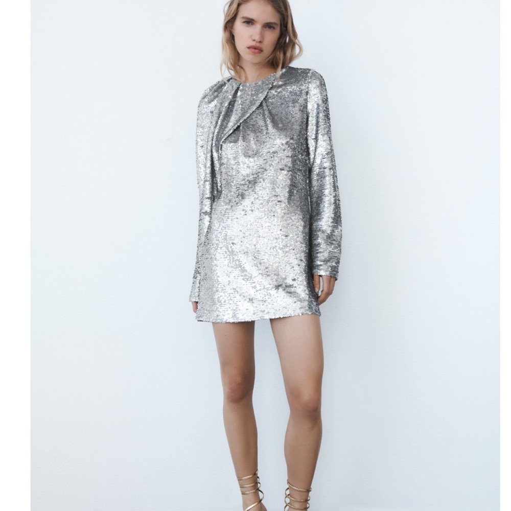 NWT Zara shirt sequin dress size M